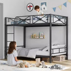 Heavy Duty Twin Over Twin Metal Bunk Bed  Industrial Loft Design  Safety Guard Rails  Space-Saving Steel Frame for Kids Bedroom