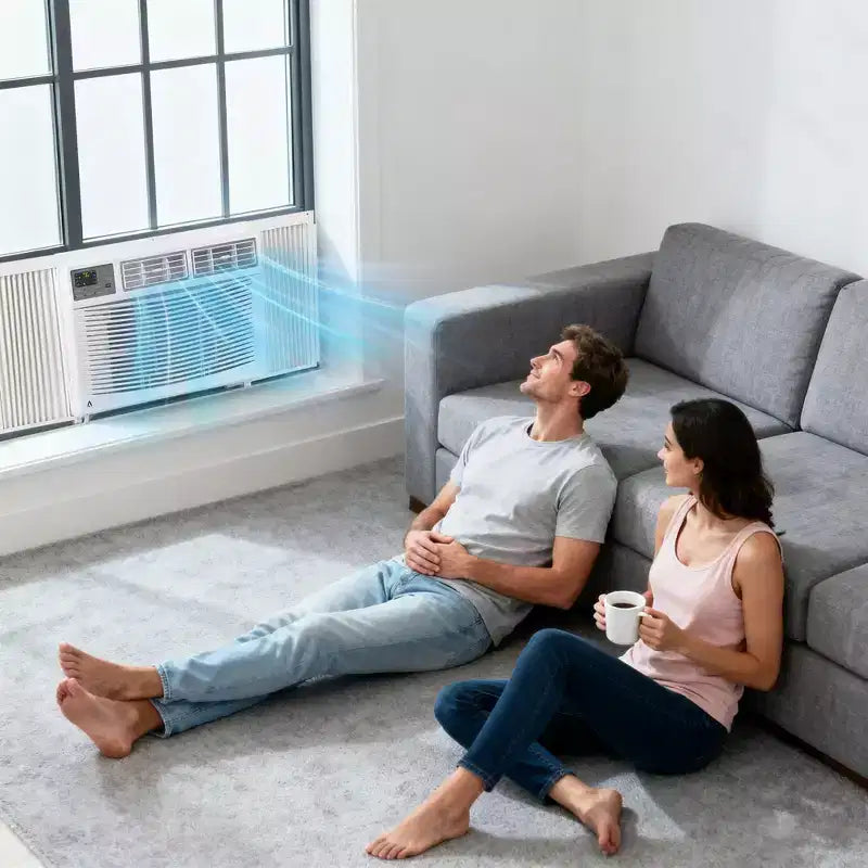 Climatiseur de fenêtre Garvee 12000 BTU avec télécommande, refroidit 32,5 m², 3 vitesses, écran LED silencieux pour chambre, bureau