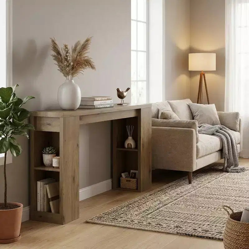 Console Table FurnitureR avec étagères de rangement, Table d'entrée étroite, Table de canapé pour Couloir, Salon, Organisateur de rangement d'entrée