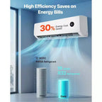Aire Acondicionado y Calentador Mini Split sin Ductos de 18,000 BTU 19 SEER2 con Inverter, 230V, 116 m².