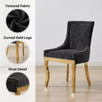 FurnitureR Set of 2 Chenille Upholstered Dining Chairs with Arms, Modern Accent Kitchen Chairs with Gold Metal Legs, Elegant Dining Room Side Chairs