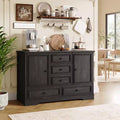 47 Farmhouse Sideboard Buffet Cabinet, Sideboard Storage credenza with 5 Drawers and 2 Doors, Wood Coffee Bar Cabinet, Buffet Table for Dining Room