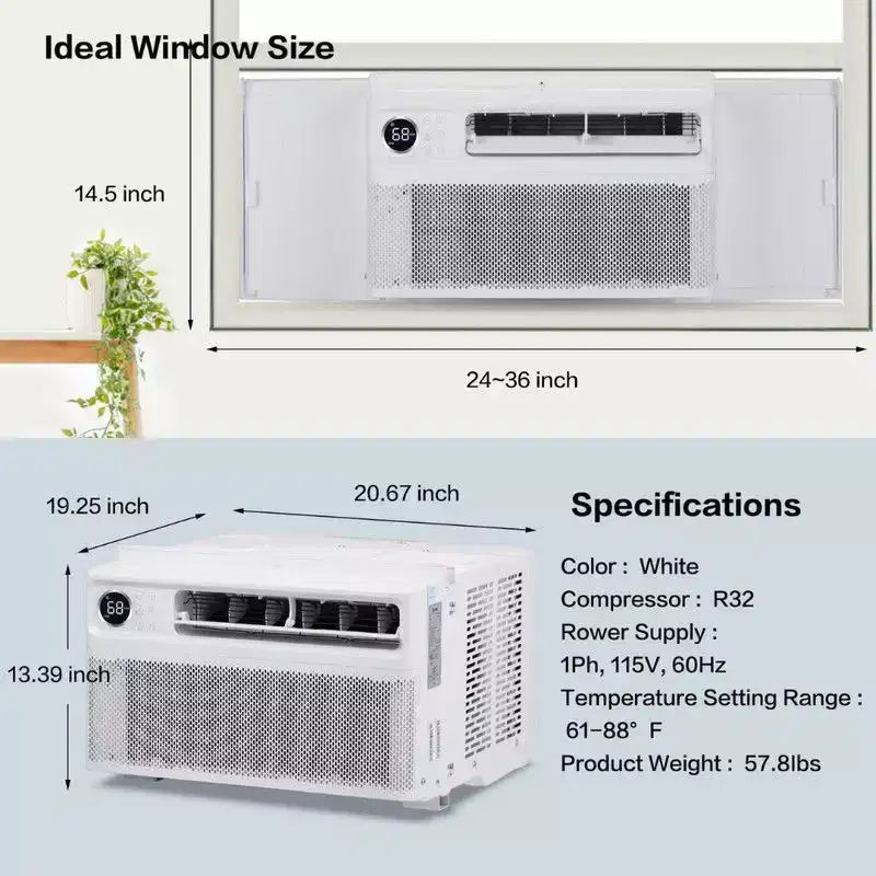 Acondicionador de aire de ventana con inversor Karl Home de 10000 BTU con Wi-Fi y control remoto/por aplicación