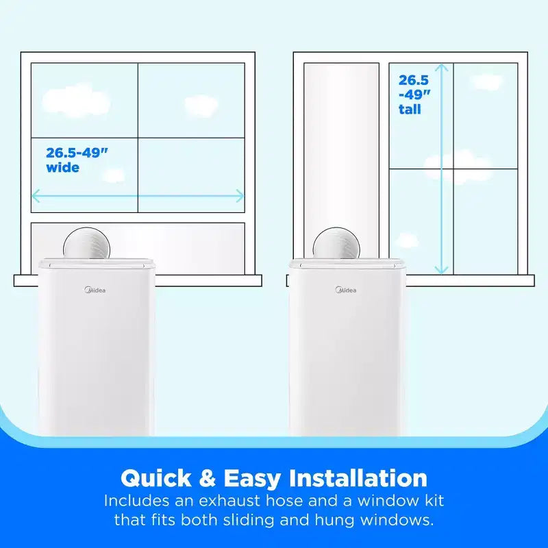 Climatiseur portable intelligent Midea 10 000 BTU DOE avec inverseur, pour des pièces jusqu'à 42 m², blanc