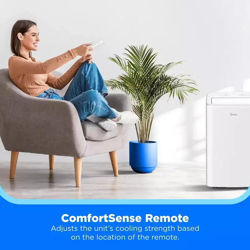 Climatiseur portable intelligent Midea 10 000 BTU DOE avec inverseur, pour des pièces jusqu'à 42 m², blanc