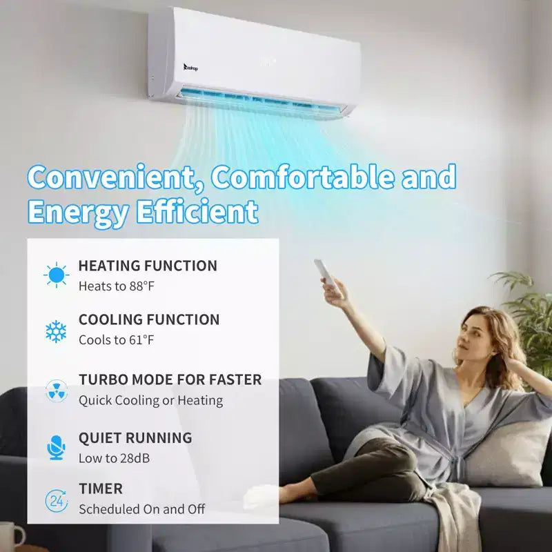 Climatiseur Mini Split Karl Home 2 zones 38000 BTU 20 SEER2 avec pompe à chaleur (12K+24K)