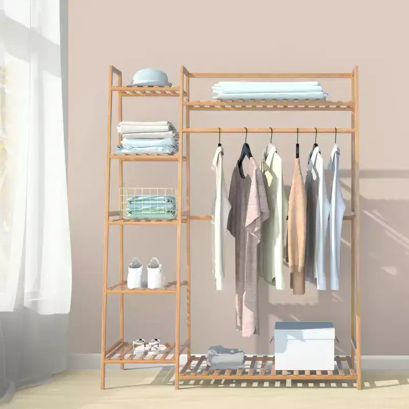 Portant à vêtements, cintre autoportant, étagères de rangement multiniveaux, porte-vêtements pour couloir, salon, chambre à coucher