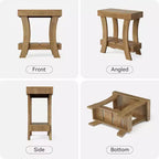 Table d'appoint étroite Lantine avec étagère de rangement, table d'appoint rectangulaire à 2 niveaux avec pieds en bois, petite table de chevet pour chambre à coucher, salon, petits espaces