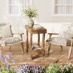 Table d'appoint étroite Lantine avec étagère de rangement, table d'appoint rectangulaire à 2 niveaux avec pieds en bois, petite table de chevet pour chambre à coucher, salon, petits espaces