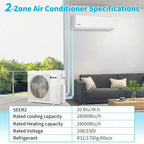 Climatiseur bibloc Karl Home 2 zones 28000 BTU 20 SEER2 avec pompe à chaleur (12K+12K)