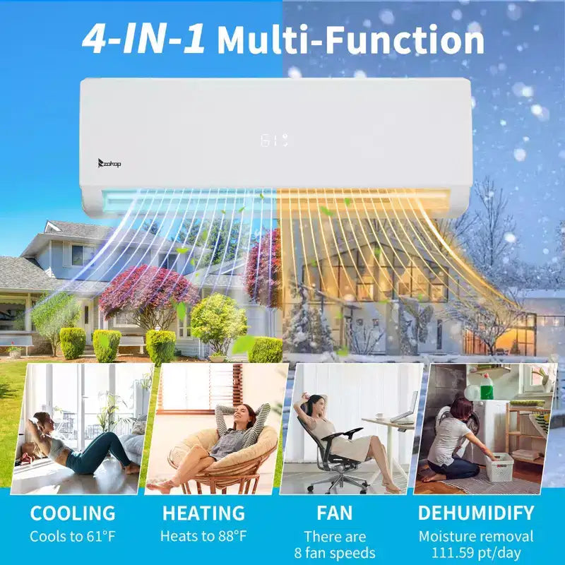 Climatiseur mini-split Karl Home 2 zones 28000 BTU 20 SEER2 avec pompe à chaleur (12K+18K)