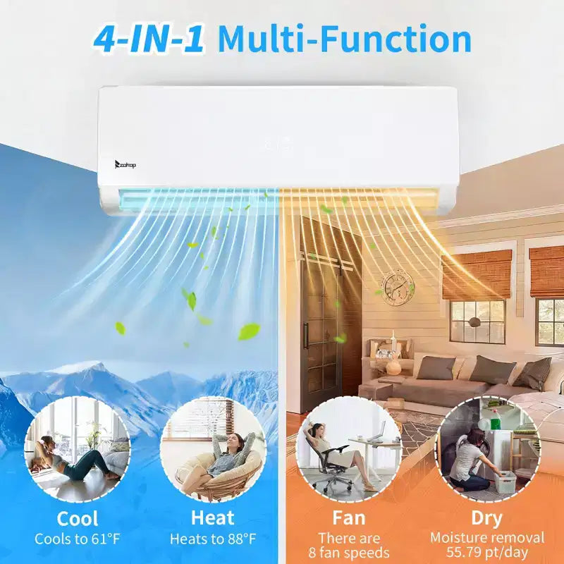 Climatiseur mini-split Karl Home 3 zones 28000 BTU 20 SEER2 avec pompe à chaleur (9K+9K+9K)