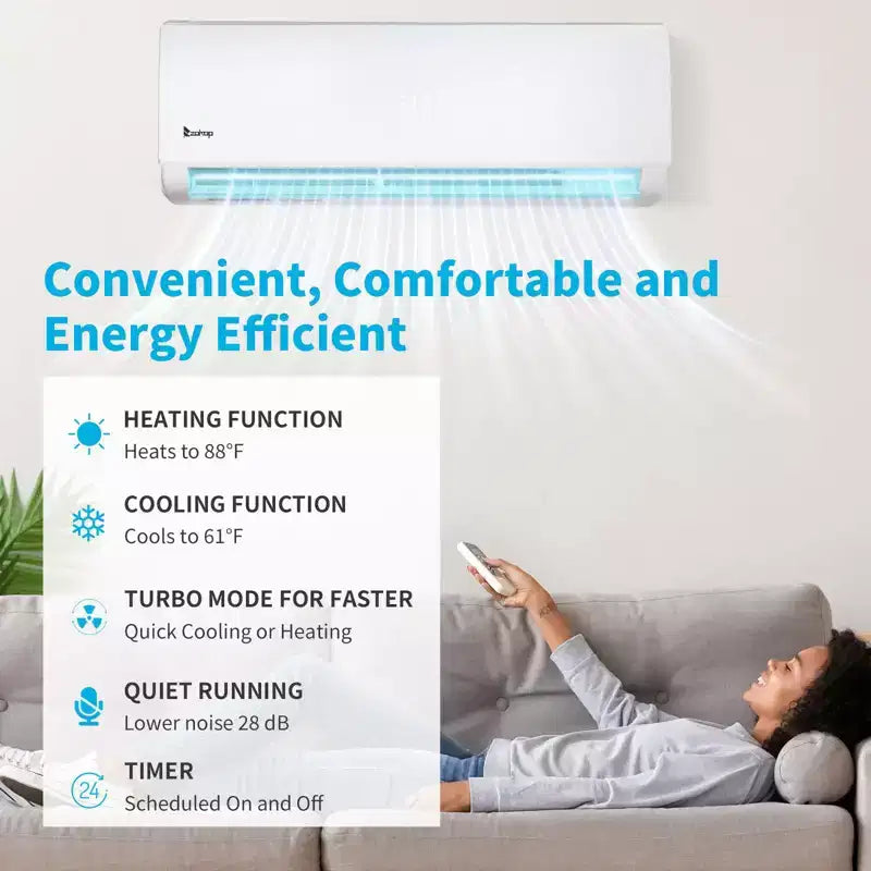 Aire acondicionado mini split Karl Home de 2 zonas, 20000 BTU, 20 SEER2 con bomba de calor (9K+12K)