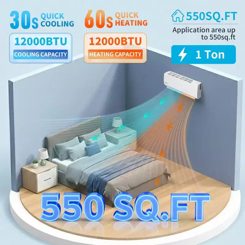 Karl Home 20 SEER2 12,000 BTU 1 Ton Aire Acondicionado Mini Split sin Ductos con Bomba de Calor 208/230V