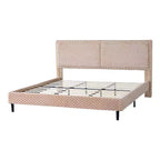 Camel Plush Upholstered Bed Frame with Soft Dual-Zone Backrest, Rounded Edges and Quiet Stable Support for Cozy Bedrooms, King