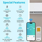 Climatiseur Mini Split Karl Home 3 zones 38000 BTU 20 SEER2 avec pompe à chaleur (12K+12K+18K)