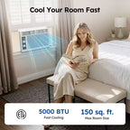 Climatiseur de fenêtre Simzlife 5000 BTU, climatisation 2-en-1 pour 14 m², installation facile, économe en énergie et silencieux, blanc
