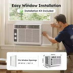 Climatiseur de fenêtre Simzlife 5000 BTU, climatisation 2-en-1 pour 14 m², installation facile, économe en énergie et silencieux, blanc