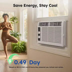 Climatiseur de fenêtre Simzlife 5000 BTU, climatisation 2-en-1 pour 14 m², installation facile, économe en énergie et silencieux, blanc