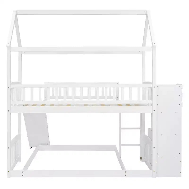 Luxystar L-shaped Bunk Bed With Storage Staircases and Slide for Kids' Room