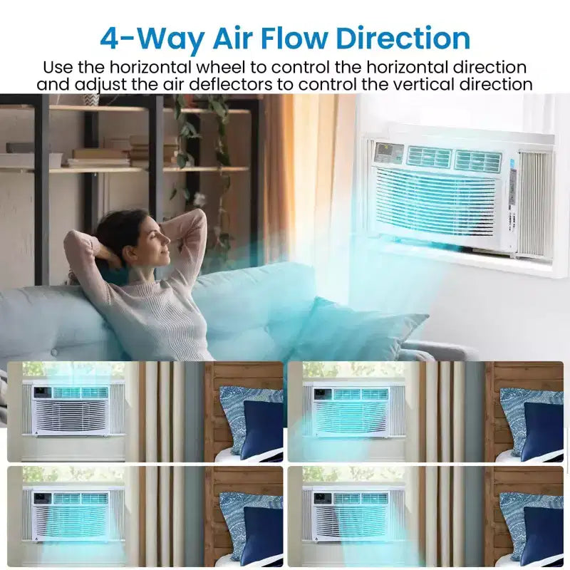Climatiseur de fenêtre 6 000 BTU, Refroidissement rapide turbo jusqu'à 23 m². Ouverture de fenêtre flexible (conception en T), Climatiseur de fenêtre avec télécommande et contrôle par application
