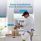 Climatiseur de fenêtre 6 000 BTU, Refroidissement rapide turbo jusqu'à 23 m². Ouverture de fenêtre flexible (conception en T), Climatiseur de fenêtre avec télécommande et contrôle par application