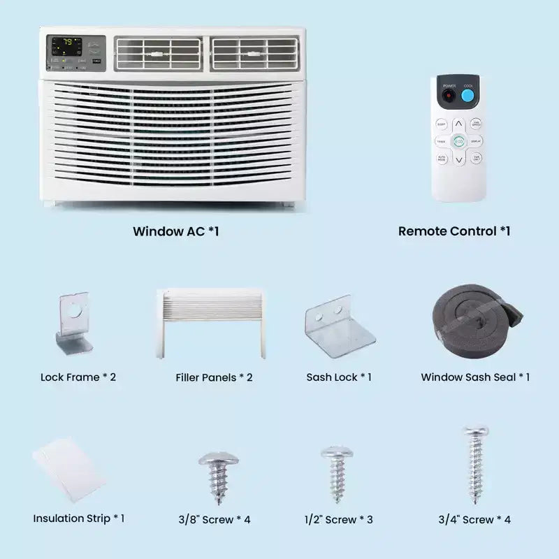 Climatiseur de fenêtre 6 000 BTU, Refroidissement rapide turbo jusqu'à 23 m². Ouverture de fenêtre flexible (conception en T), Climatiseur de fenêtre avec télécommande et contrôle par application