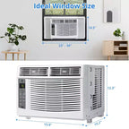 Climatiseur de fenêtre 6000 BTU, refroidit jusqu'à 32,5 m², unité de climatisation de fenêtre avec télécommande, 3 vitesses de ventilation, mode veille, redémarrage automatique, 115 V/60 Hz, blanc