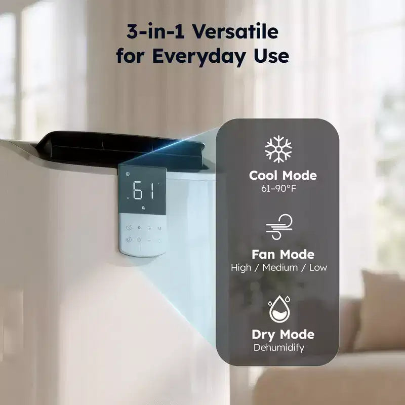 Aire Acondicionado Portátil Silencioso Simzlife de 14000 btu, Enfría 450 Pies Cuadrados, AC Multifuncional, Enfriador de Aire Evaporativo con Deshumidificador, Control Remoto