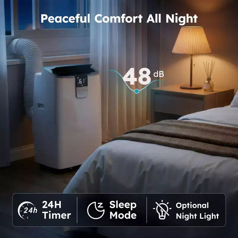 Aire Acondicionado Portátil Silencioso Simzlife de 14000 btu, Enfría 450 Pies Cuadrados, AC Multifuncional, Enfriador de Aire Evaporativo con Deshumidificador, Control Remoto