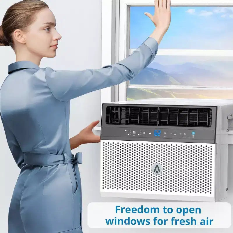 Climatiseur intelligent à inverseur en U de 8 000 BTU, refroidit jusqu'à 42 m², ultra-silencieux avec flexibilité de fenêtre ouverte, ultra-silencieux, économe en énergie