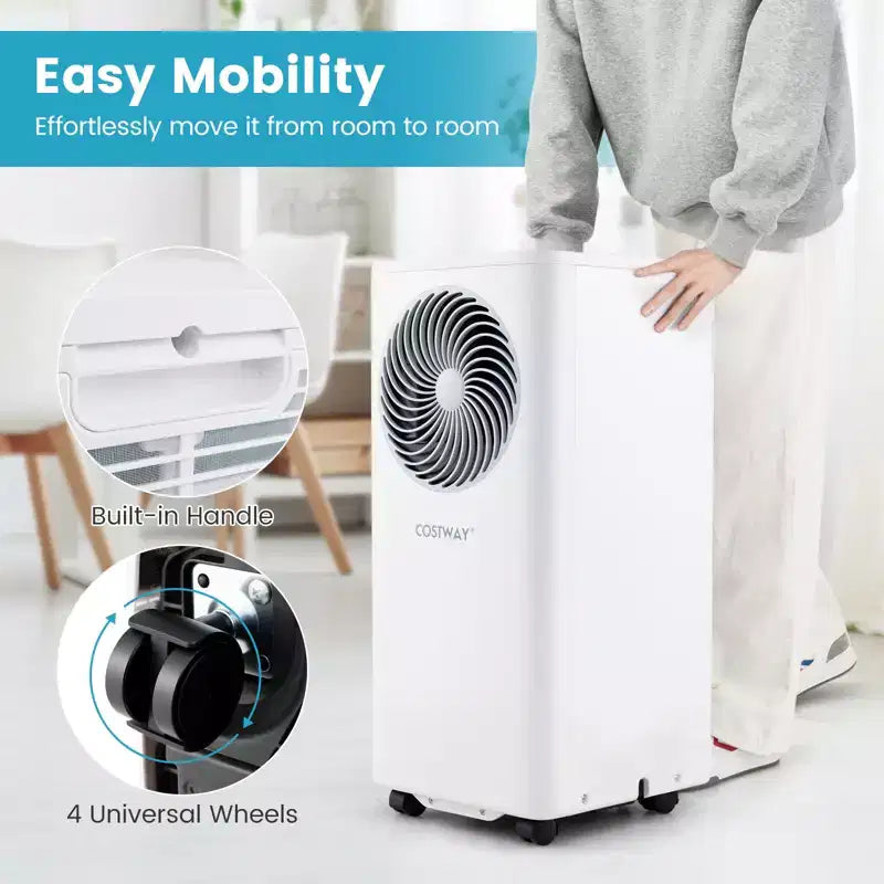 Aire acondicionado portátil Costway 8200/10000 BTU, unidad de suelo 3 en 1 con ventilador y deshumidificador