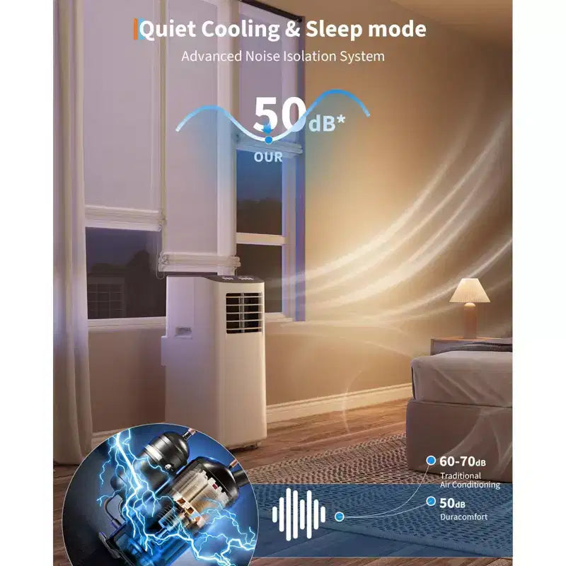 Climatiseur Portable, 8000 BTU, Refroidissement Silencieux avec Télécommande, Sans Évacuation & Évaporation Automatique, pour Grande Pièce, Climatiseur Mobile.
