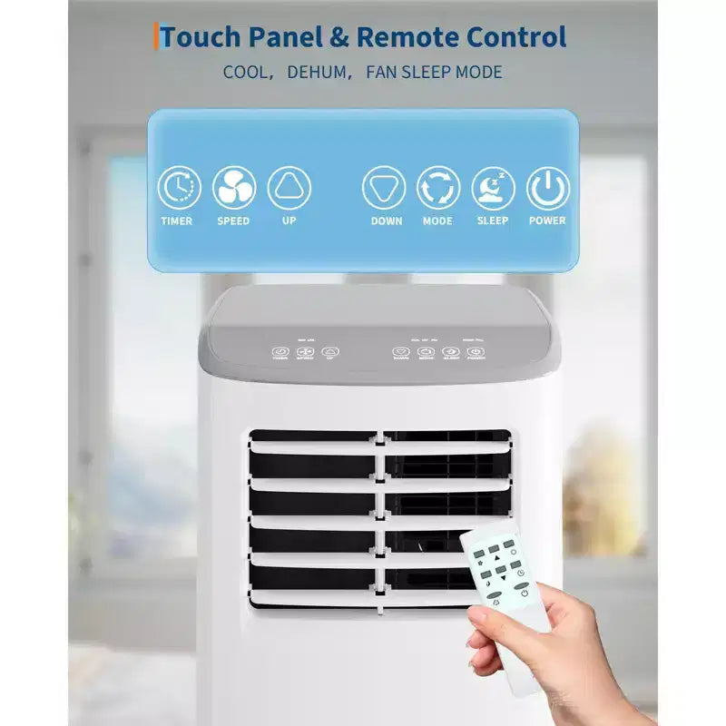 Climatiseur Portable, 8000 BTU, Refroidissement Silencieux avec Télécommande, Sans Évacuation & Évaporation Automatique, pour Grande Pièce, Climatiseur Mobile.