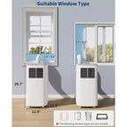 Climatiseur Portable, 8000 BTU, Refroidissement Silencieux avec Télécommande, Sans Évacuation & Évaporation Automatique, pour Grande Pièce, Climatiseur Mobile.