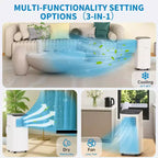 Climatiseur Portable, 8000 BTU, Refroidissement Silencieux avec Télécommande, Sans Évacuation & Évaporation Automatique, pour Grande Pièce, Climatiseur Mobile.