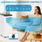 Climatiseur Portable, 8000 BTU, Refroidissement Silencieux avec Télécommande, Sans Évacuation & Évaporation Automatique, pour Grande Pièce, Climatiseur Mobile.