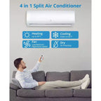 Climatiseur/chauffage mini-split, climatiseur mini-split inverseur 19 SEER2 pour rafraîchir jusqu'à 42/70 m², pompe à chaleur mini-split sans conduit