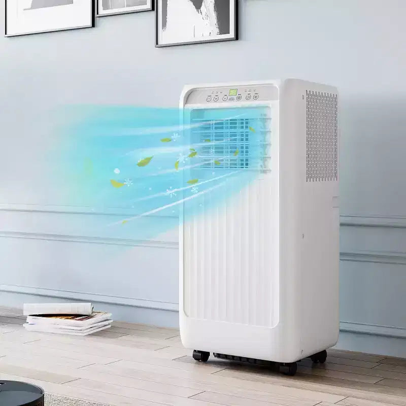 Climatiseur portable 10 000 BTU 3-en-1 avec télécommande, mode silencieux, déshumidificateur et ventilateur pour pièces de 42 m² avec minuterie 24h et kit fenêtre