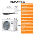 Climatiseur mini-split 12 000 BTU, SEER2 22, Chauffage/Refroidissement 70 m², Onduleur intelligent, Contrôle WiFi Alexa, 5 modes (Froid/Chaud/Déshumidification/Ventilateur/Nuit)