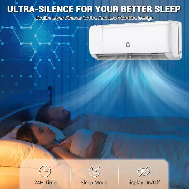 Aire acondicionado mini split de 12,000 BTU, 22 SEER2, refrigeración/calefacción de 750 pies cuadrados, inversor inteligente, control WiFi Alexa, 5 modos (frío/calor/deshumidificación/ventilador/suspensión)