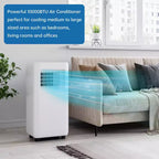 Climatiseur portable 10 000 BTU 4 en 1 Autoportant Refroidisseur Ventilateur Déshumidificateur Mode Nuit Silencieux Ventilateur Éco-flux Télécommande Kit Fenêtre