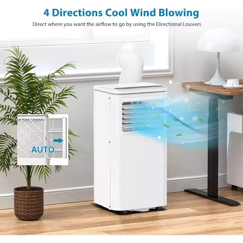 Climatiseur portable 8000 BTU, unité de climatisation portable 3-en-1 avec modes de refroidissement, de déshumidification et de ventilation pour des pièces jusqu'à 32,5 m²