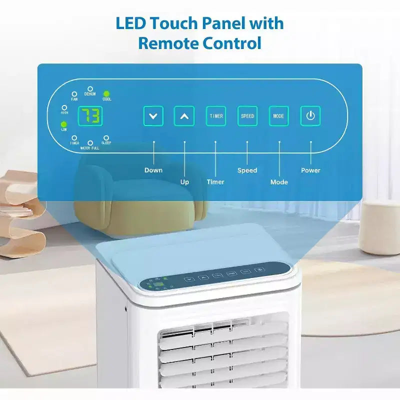 Climatiseur portable 8000 BTU, unité de climatisation portable 3-en-1 avec modes de refroidissement, de déshumidification et de ventilation pour des pièces jusqu'à 32,5 m²