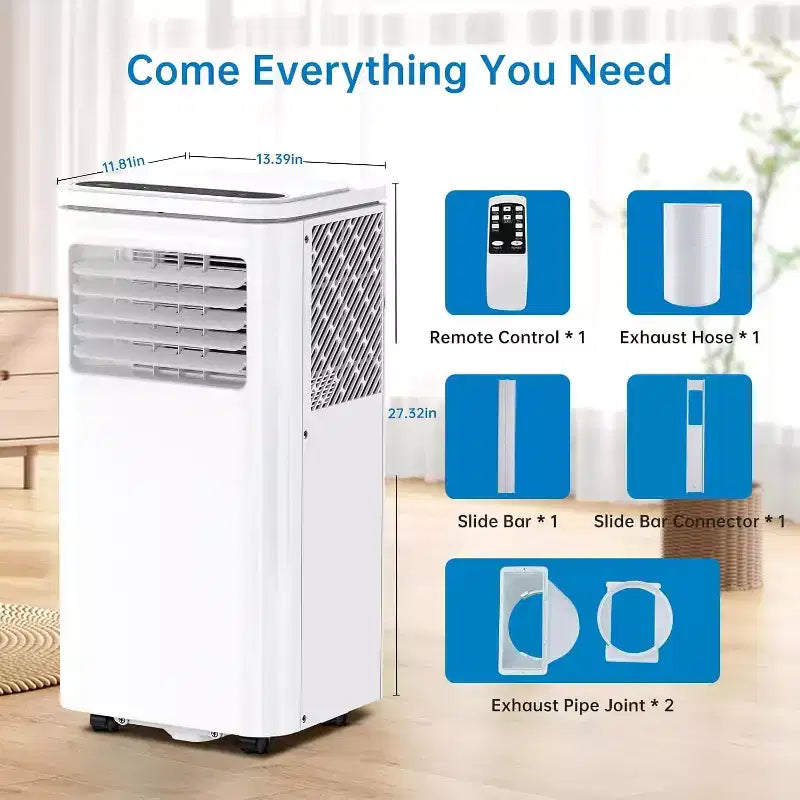 Climatiseur portable 8000 BTU, unité de climatisation portable 3-en-1 avec modes de refroidissement, de déshumidification et de ventilation pour des pièces jusqu'à 32,5 m²