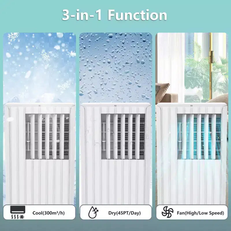 Climatiseur portable 8 000 BTU pour pièces jusqu'à 32,5 m², climatiseur portable 4 en 1 avec fonctions refroidissement, ventilateur, déshumidificateur et mode veille, unité de climatisation intérieure avec télécommande