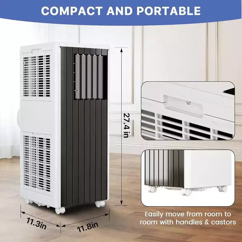 Climatiseur portable 8 000 BTU pour pièces jusqu'à 32,5 m², climatiseur portable 4 en 1 avec fonctions refroidissement, ventilateur, déshumidificateur et mode veille, unité de climatisation intérieure avec télécommande