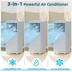 Climatiseur portable 8 000 BTU - Climatiseur 3-en-1 pour pièces jusqu'à 32,5 m² avec télécommande et kit fenêtre