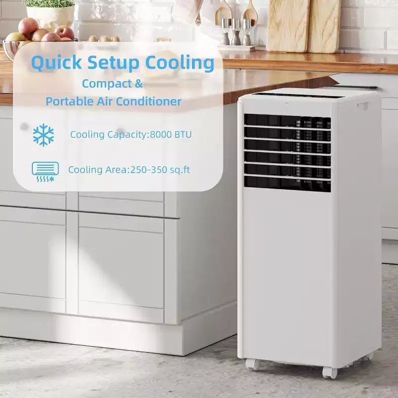 Climatiseur portable 8 000 BTU - Climatiseur 3-en-1 pour pièces jusqu'à 32,5 m² avec télécommande et kit fenêtre