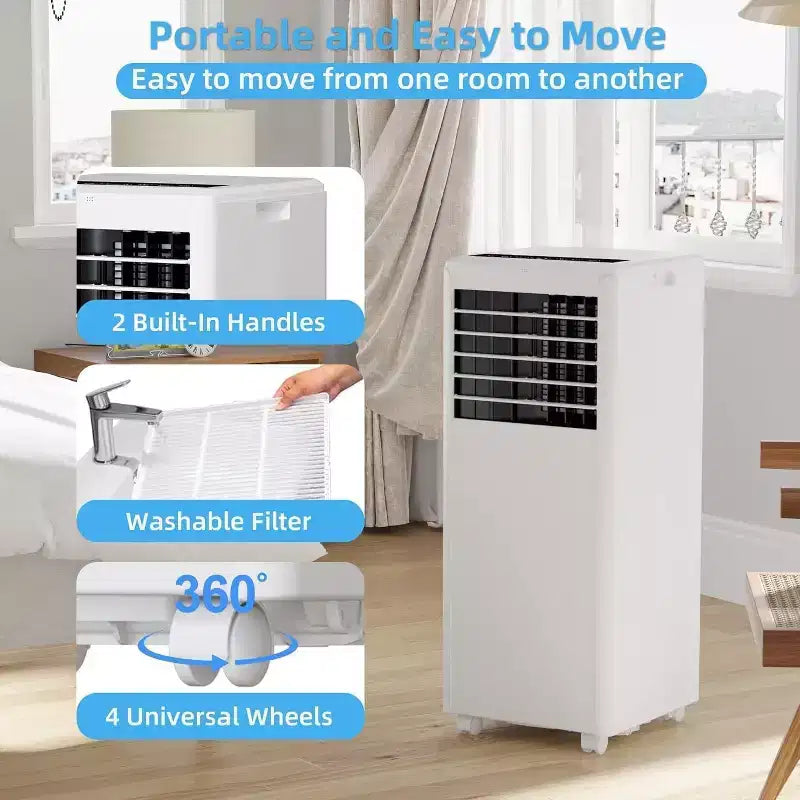 Climatiseur portable 8 000 BTU - Climatiseur 3-en-1 pour pièces jusqu'à 32,5 m² avec télécommande et kit fenêtre